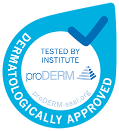 proDERM ProDerm logo - dermatologiskt testat och godkänt för god hudhälsa