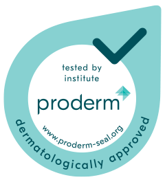 proDERM ProDerm logo - dermatologiskt testat och godkänt för god hudhälsa